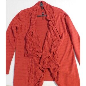 Ava Sweater Women's Medium Cardigan Open Front Long Sleeve Rust Red